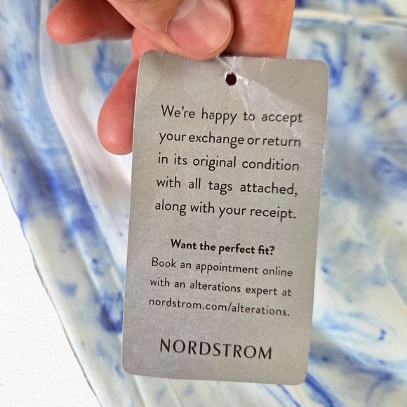 Saylor Blue Marble Print Halter Maxi Dress Sleeveless Tassel Belt Size Small - Picture 9 of 10